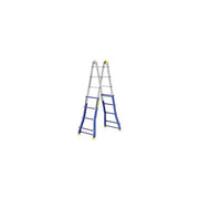 Colombo Scala PRATIC 4+4 In Acciaio-Alluminio Altezza Massima 3,7 M Gradini Zigrinati Piedini Antisdrucciolevoli