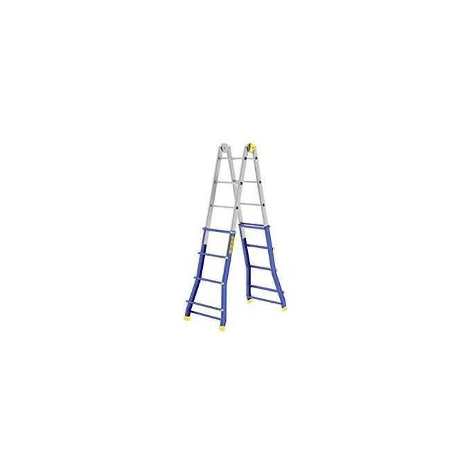 Colombo New Scal PRATIC4+4AA Pratic Scala Pieghevole 8 Gradini Zigrinati 3,6 m 100 Kg Piedini Antiscivolo colore Acciaio Inox