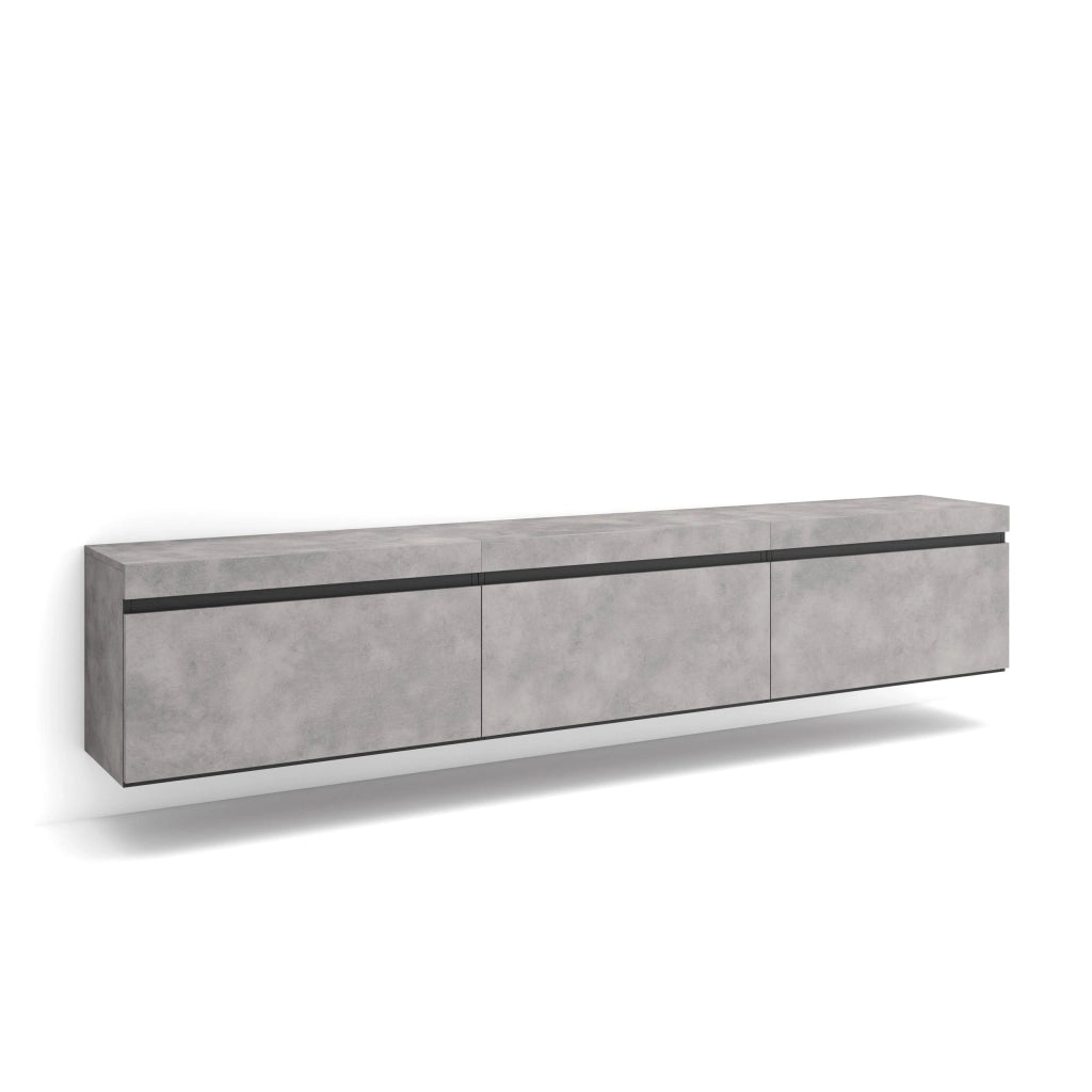 Mobile TV Soggiorno, 240x35x45cm, da appendere, grigio cemento RF3598