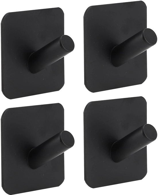 Hanger per asciugamano autoadesivo - Set di 4 - Nero - Adatto per tende - Grappoli