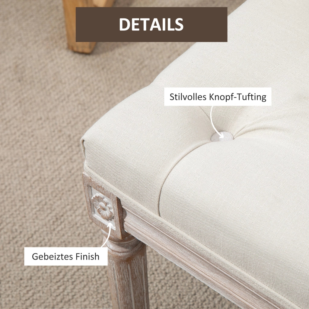 SGABELLO Imbottito stile vintage francese 80x40x43 cm Poliestere Crema