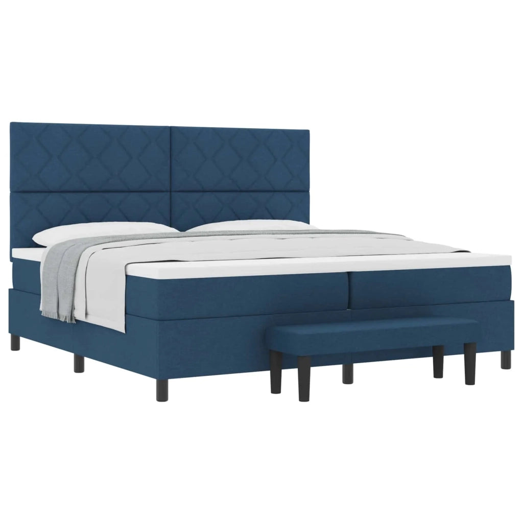 Letto a molle con materasso Blu 200 x 200 cm Tessuto