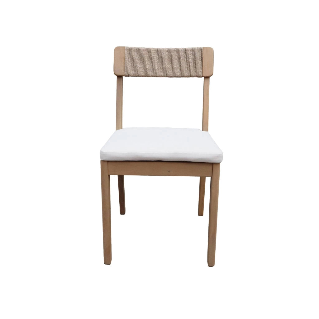 Set 4 sedie da giardino in acacia e corda, marrone naturale