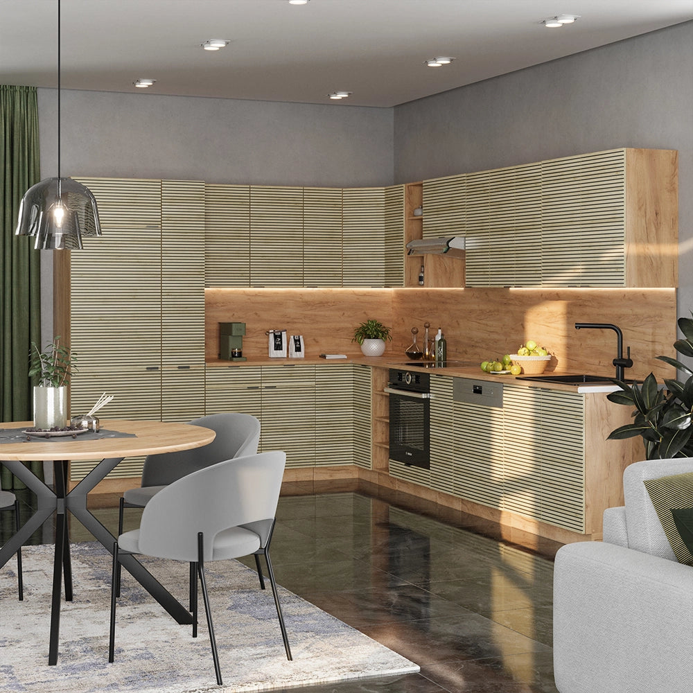 Vicco Cucina angolare completa Pannello in rovere/rovere goldkraft 347 x 257 cm , PL Antracite