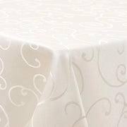 Tavolo Coperto Reversibile Quadrato 80x80cm Coperto da Tavolo in Poliestere con Disegno Jacquard con Ornamenti, Beige, Resistenze alla Sporcizia e Facile da Pulire