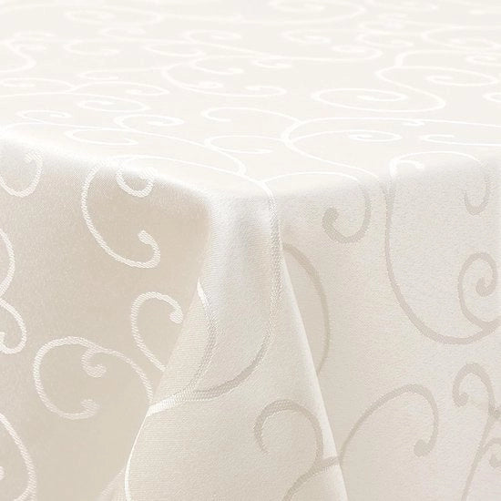 Tavolo Coperto Reversibile Quadrato 80x80cm Coperto da Tavolo in Poliestere con Disegno Jacquard con Ornamenti, Beige, Resistenze alla Sporcizia e Facile da Pulire