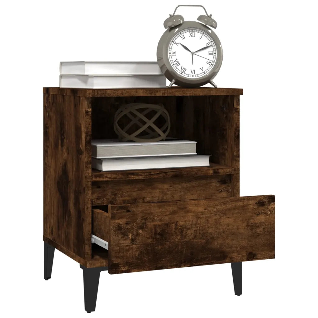 Set di 2 Comodini | Armadio da Notte | Mobiletto da notte Rovere Fumo 40x35x50 cm