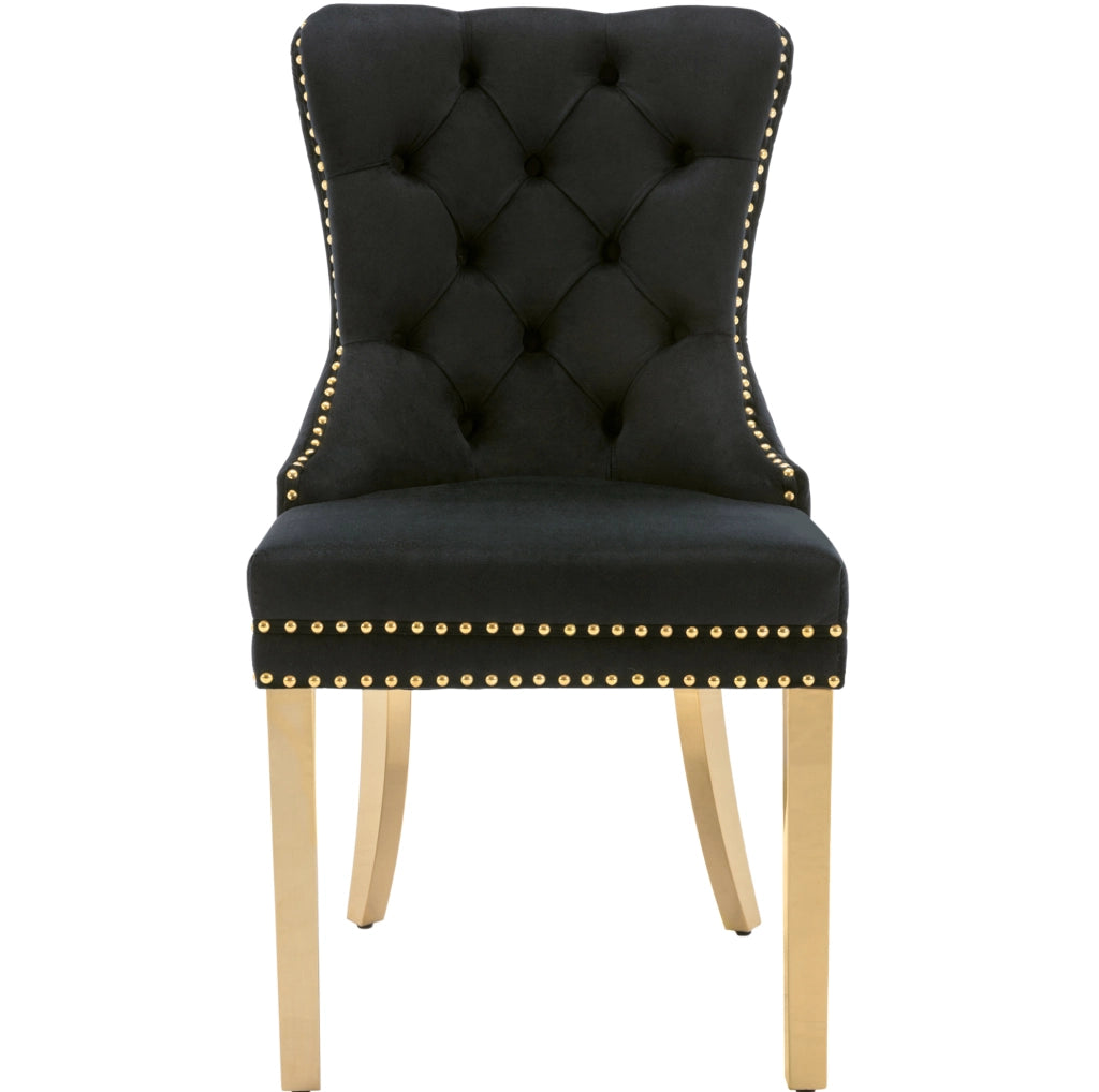 Sedia da pranzo 50.5x45x95 cm con schienale decorativo; in velluto nero