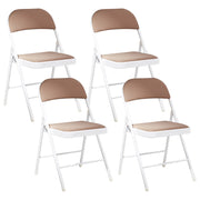 Set 4 Sedie Pieghevoli in Metallo beige e bianco sedile e schienale imbottiti