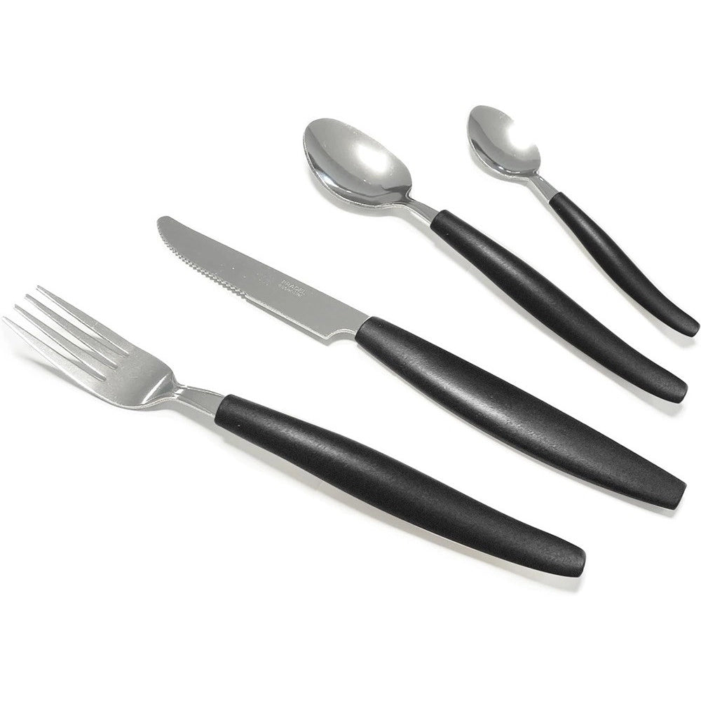 Trade Shop - Set Servizio Di Posate 24pezzi Per 6 Persone In Acciaio Inossidabile Colore Nero -