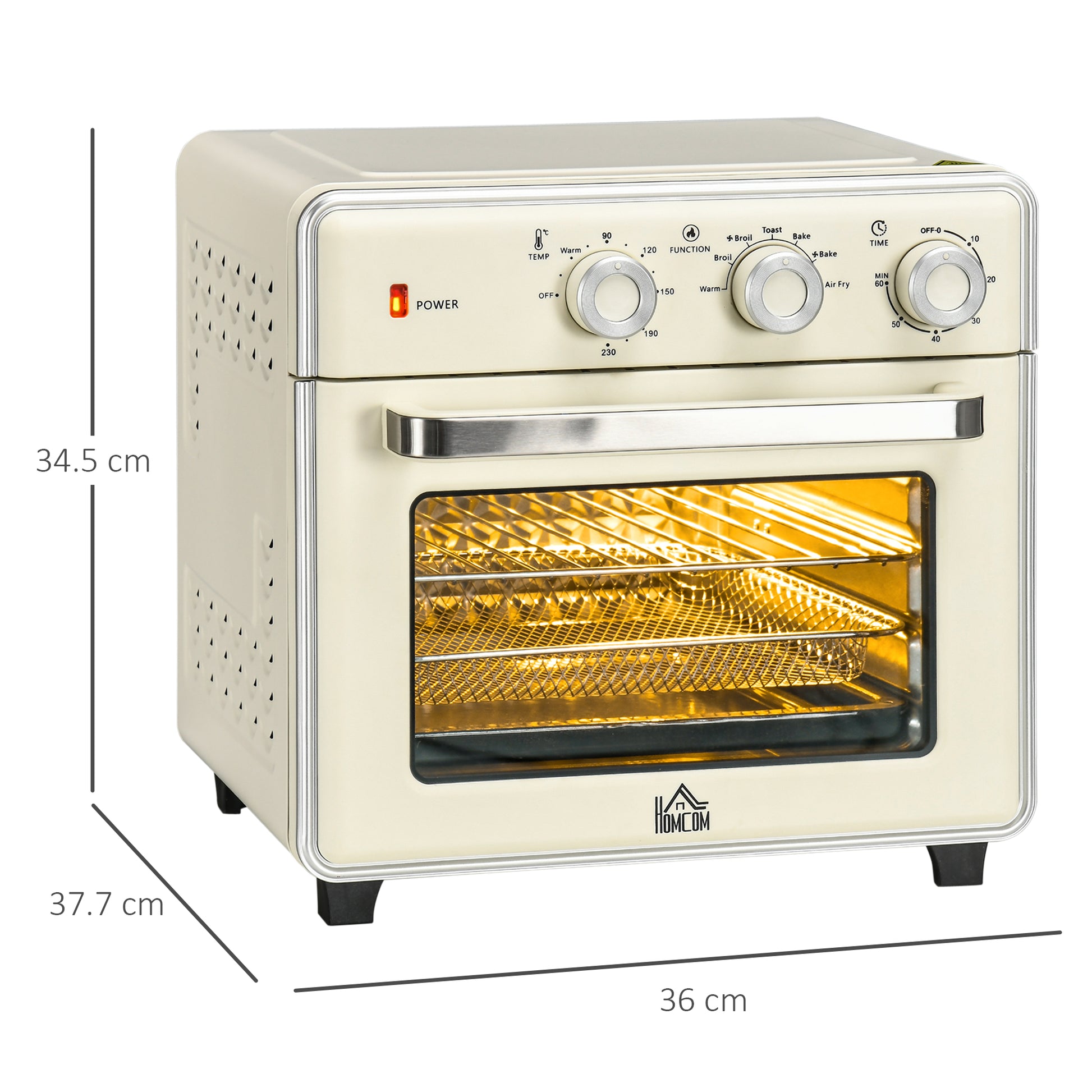 Mini Forno Elettrico 20L Ventilato 1400W con Aria Calda e Accessori Crema