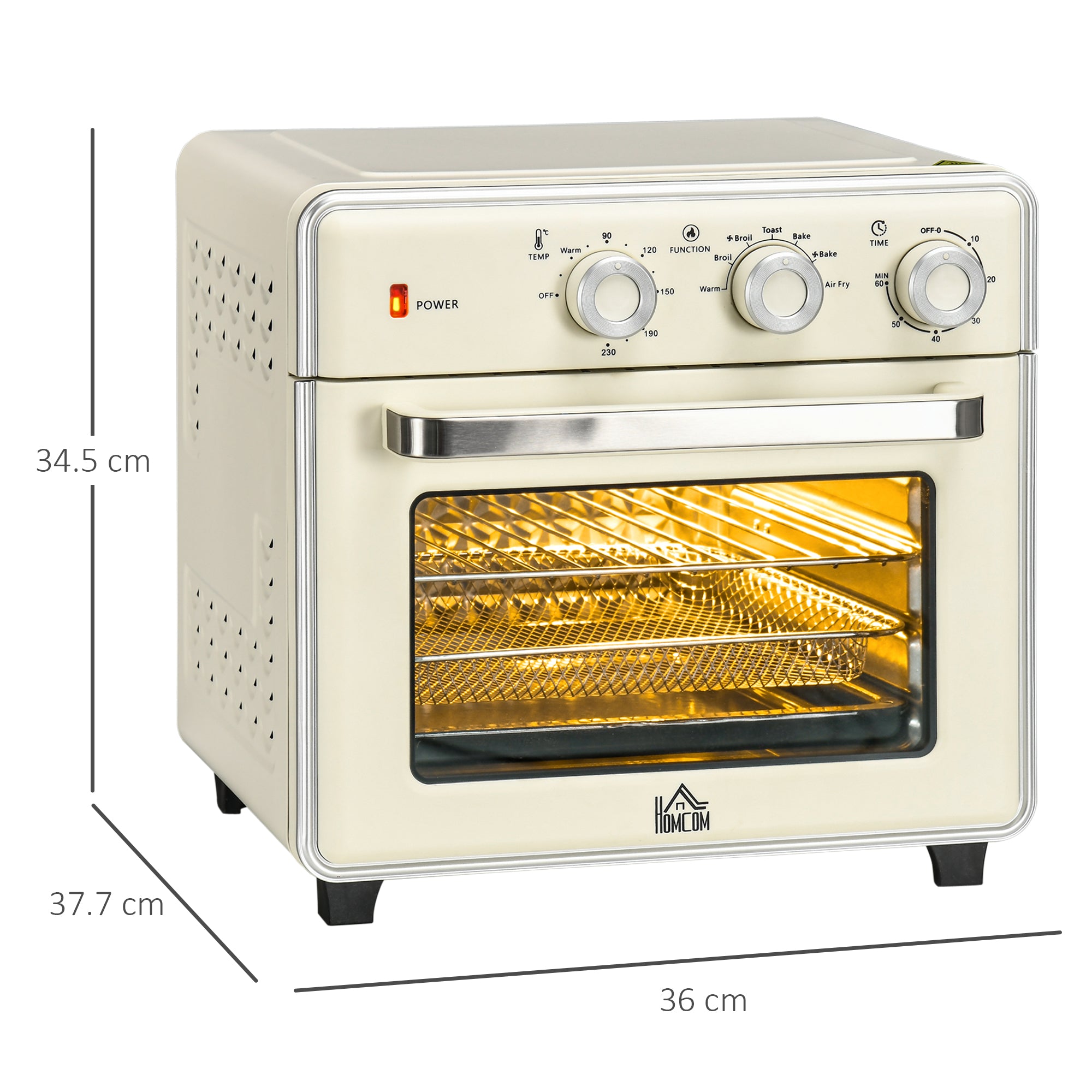 Mini Forno Elettrico 20L Ventilato 1400W con Aria Calda e Accessori Crema