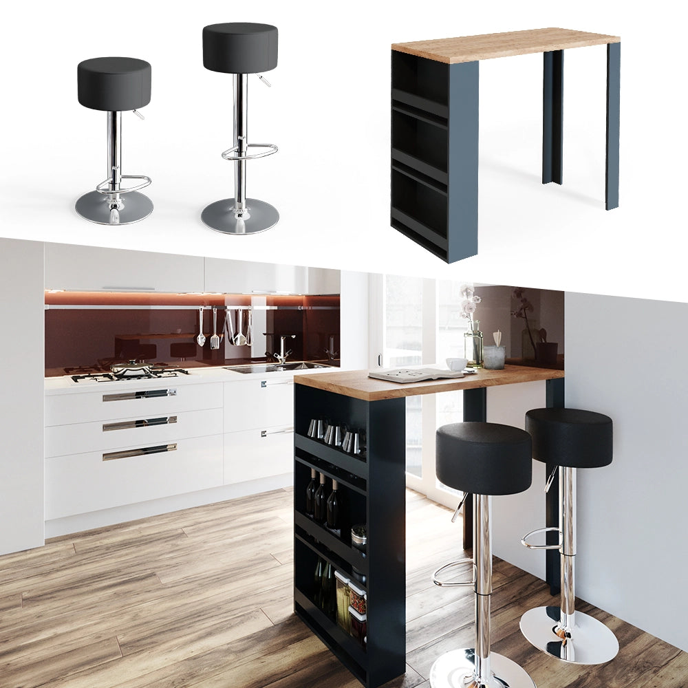 Vicco Tavolo bar con sgabelli Rovere 57 x 117 cm con 2 sgabelli da bar