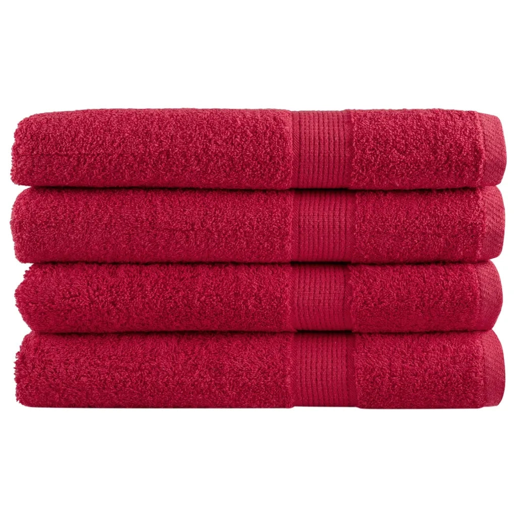 Asciugamani Premium SOLUND 4 pz Rossi 100x200 cm 600 g/mÂ²