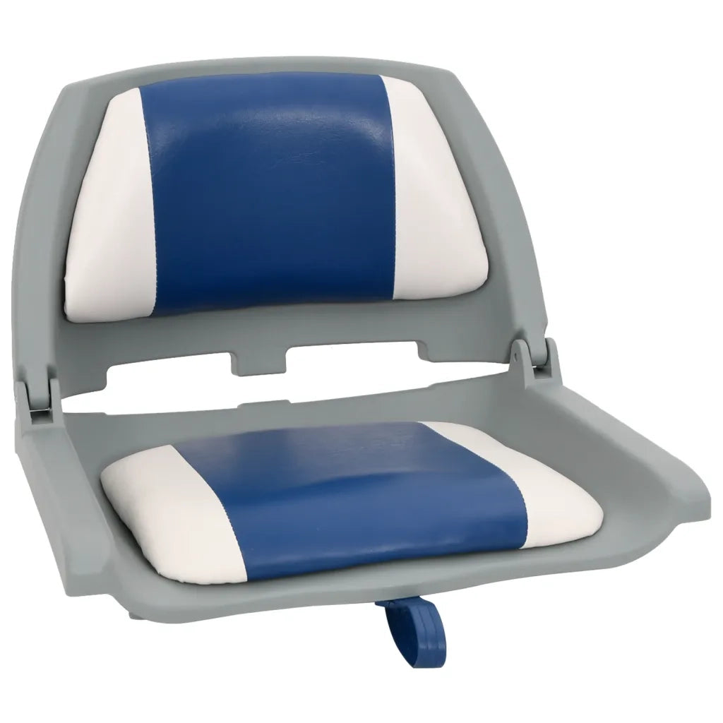 Set Sedile per Barca Pieghevole 2 pz con Cuscino Blu-Bianco CFW5548450