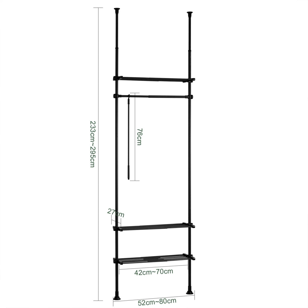 Cabina Armadio Componibile Armadio Regolabile Appendiabiti Altezza Regolabile Nero KLS07-SCH