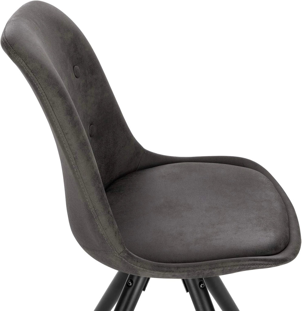 Set di 4 Sedie da Pranzo Stile Retrò Seduta Imbottita con Schienale Senza Braccioli in Tessuto Antracite BH268an-4