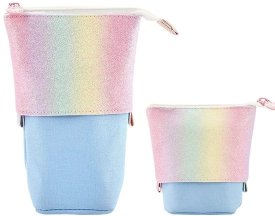 Etui 2 in 1 con chiusura a ritt, penne e porta penne, etui per ragazze, etui in piedi, etui telescopico