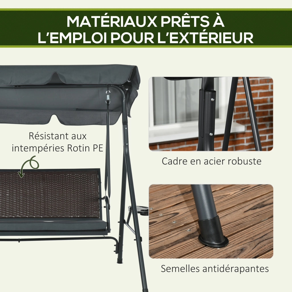 Amaca da giardino 3 posti ¨C zephmum ¨C grigio