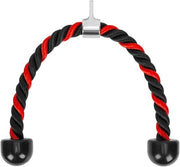 Accessori fitness premium - tricepstouw in nylon per palestra - per estensione - accessori fitness - manubrio antislip - corda per estensione - rosso, blu, nero - rafforzamento di braccia e tricipiti