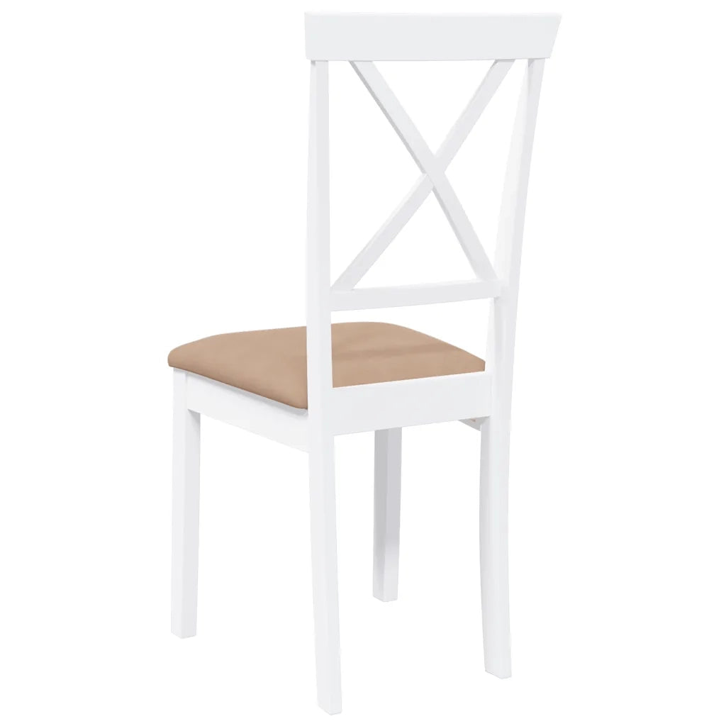 Sedie da Pranzo con Cuscini 2 pz Bianco Legno Massello di Hevea