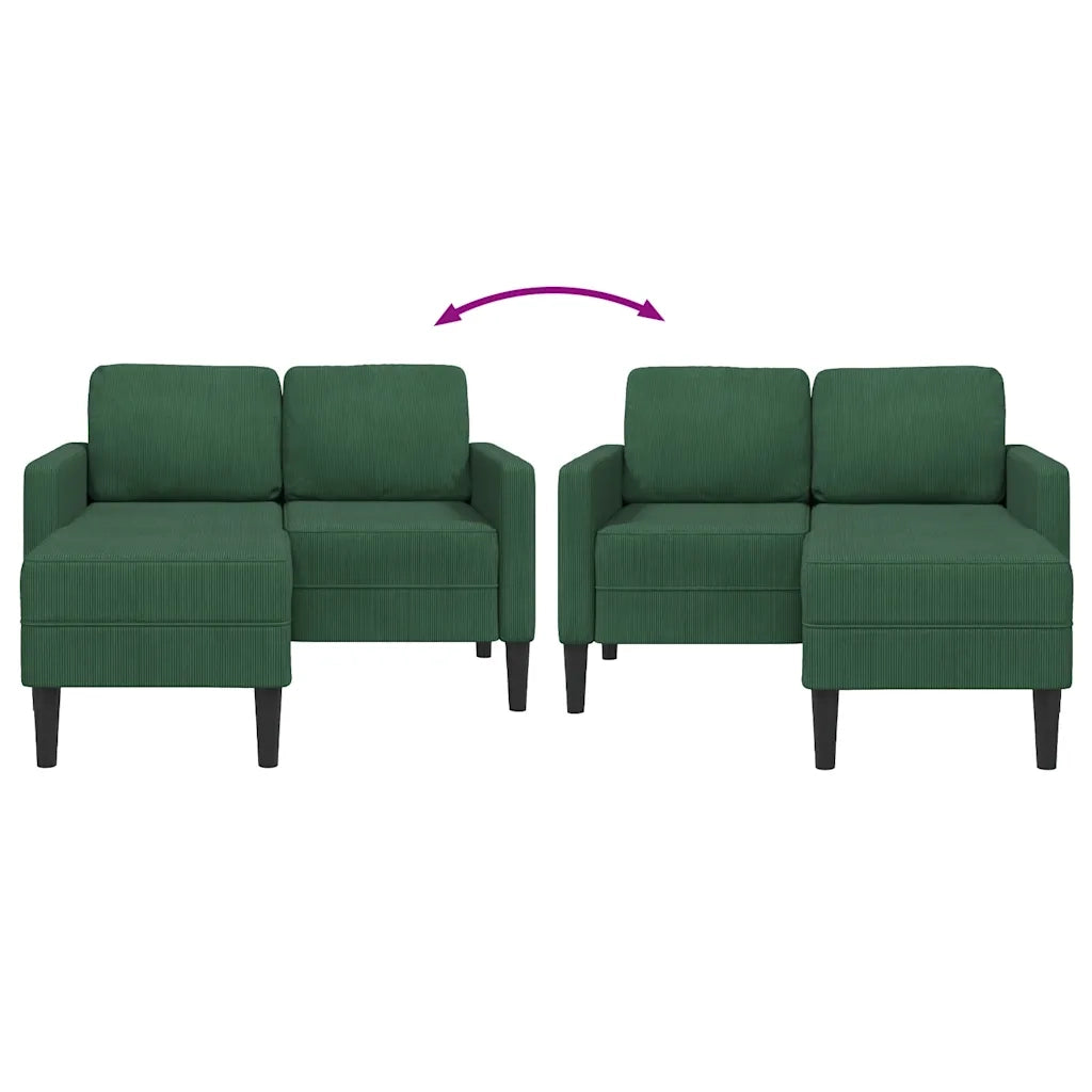 Divano 2 Posti con Chaise longue a L Verde Scuro 125 cm Lino 4107081