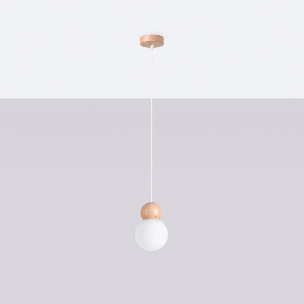 Lampada a sospensione PEKKA 1 bianco/legno naturale