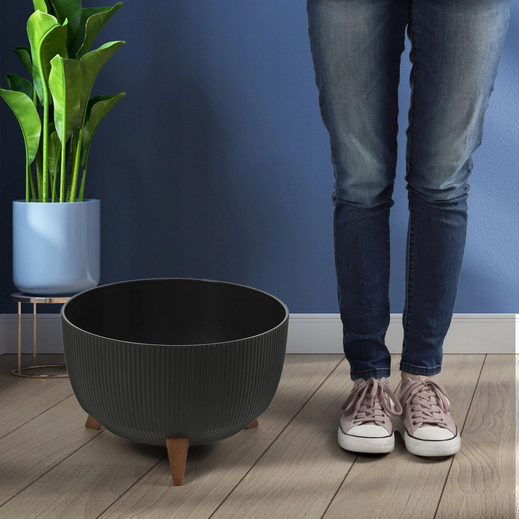 Vaso da giardino KADAX con gambe, grande, rotondo, per fiori, con ciotola interna, 40 cm