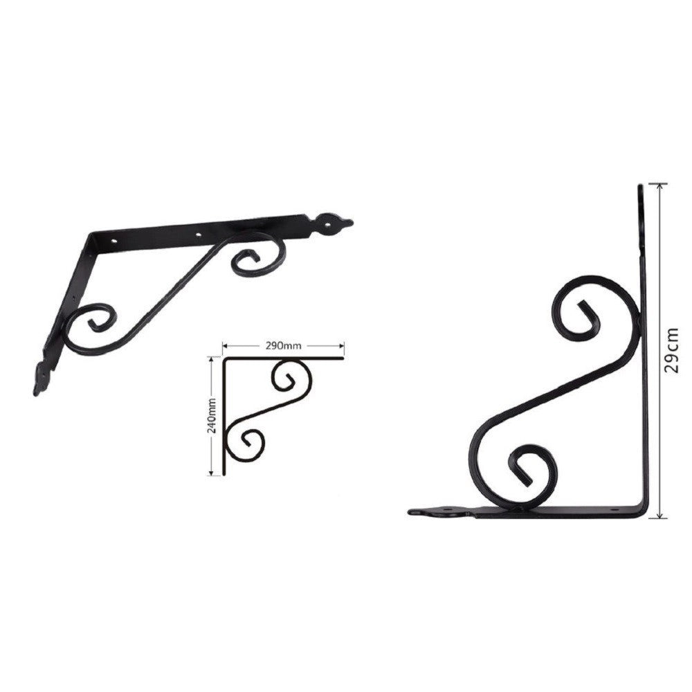 Trade Shop - Set 2 Pz Reggimensola Supporto Staffa Angoliere Fantasia 290x240cm Nera 91279 -