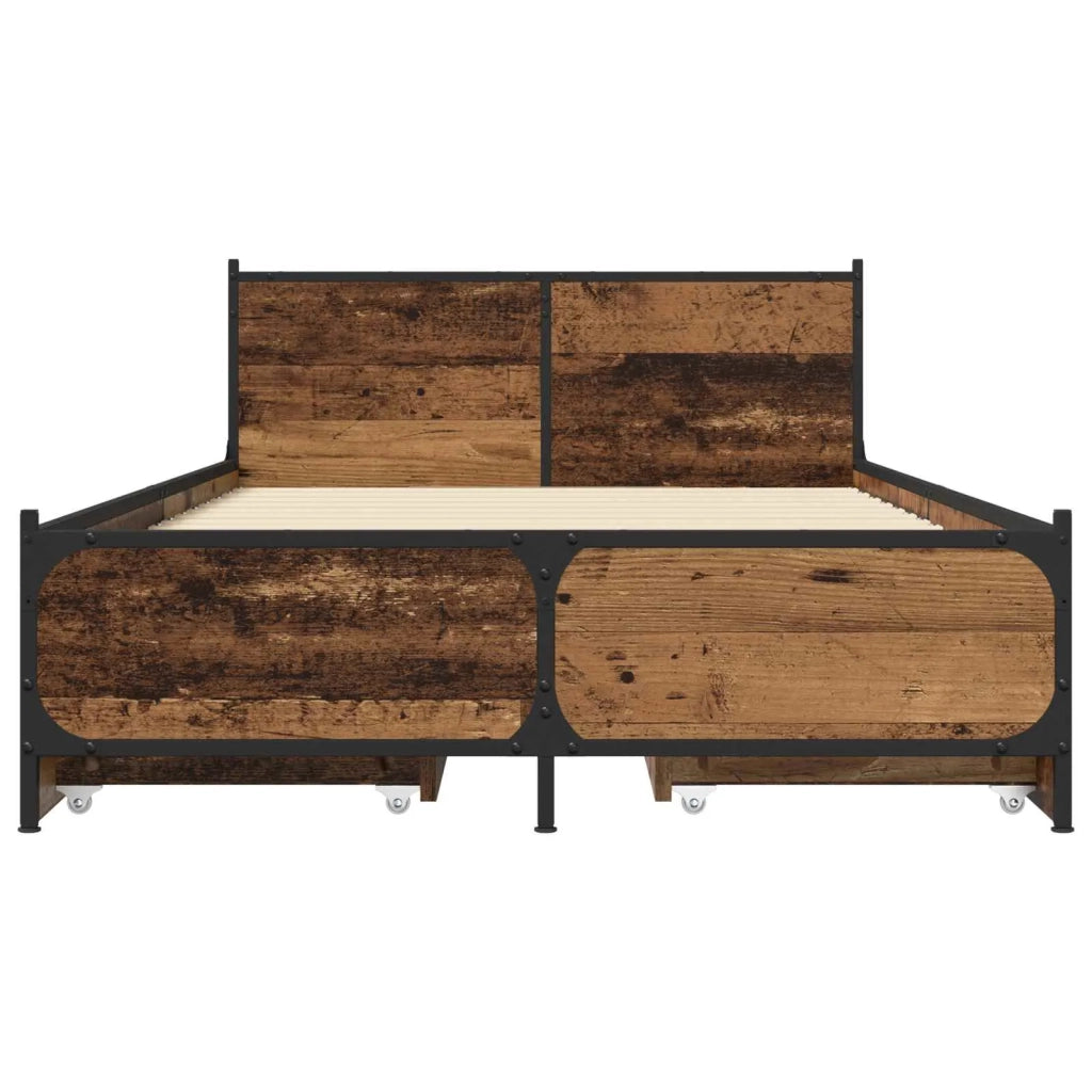 Struttura letto con testata con ruota Legno antico 80 x 200 cm 3429695