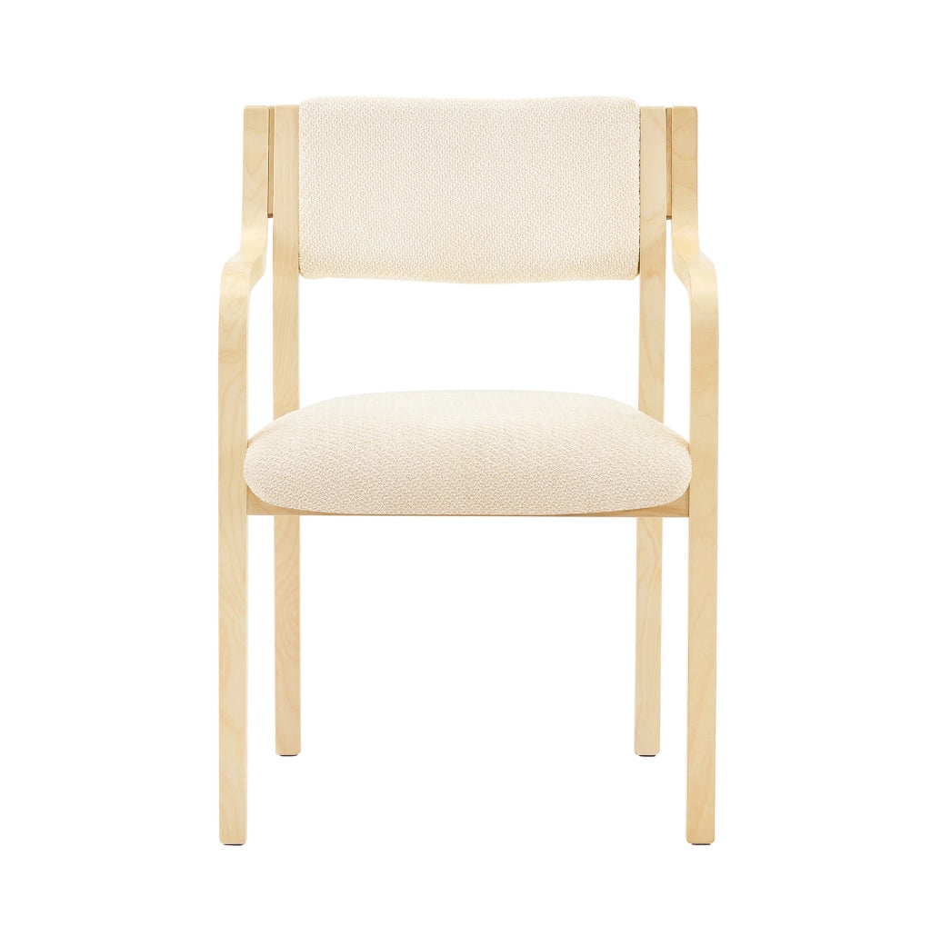 Set di 2 sedie da pranzo con braccioli in legno; stile scandinavo; bianco