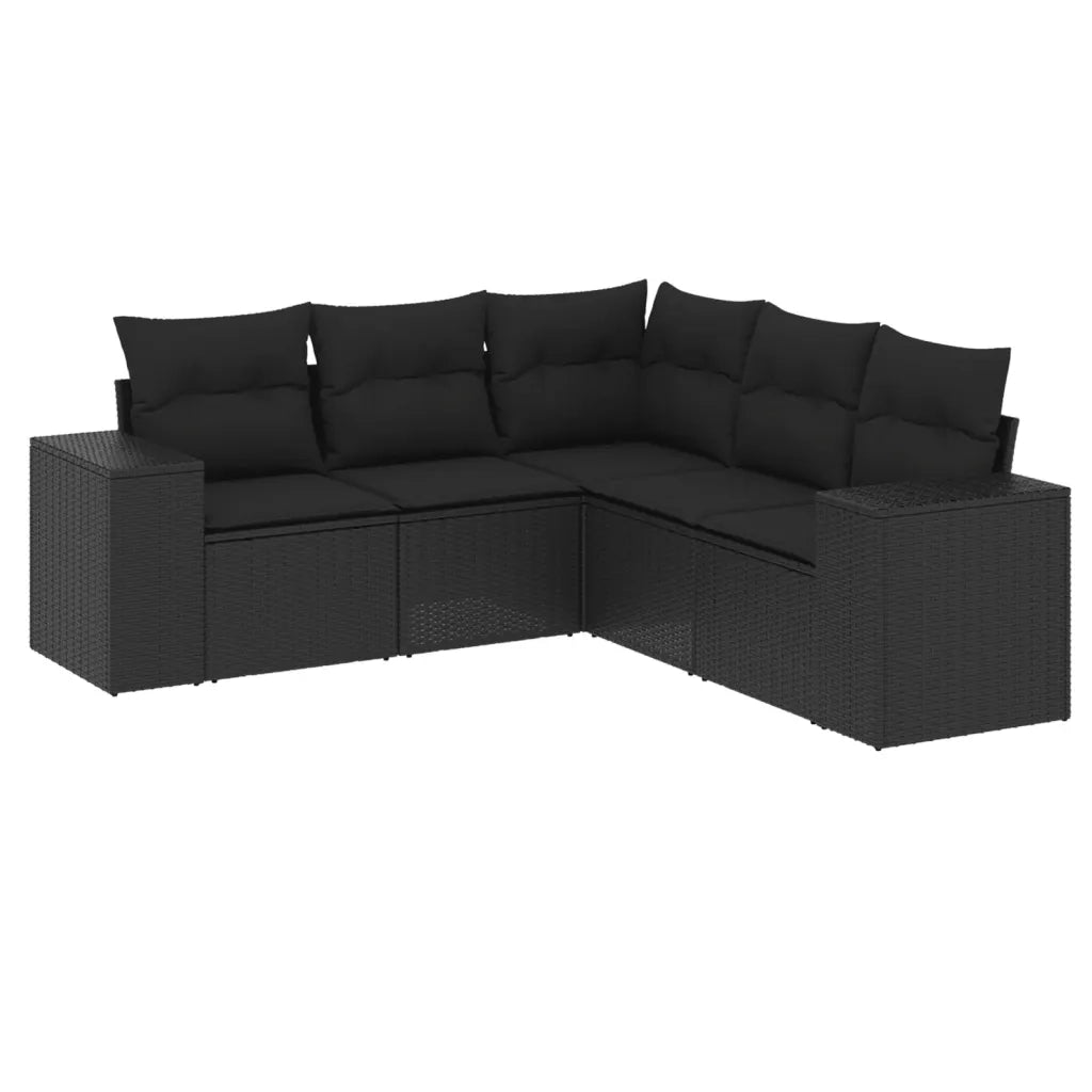 Set Divani da Giardino 5 pz con Cuscini in Polyrattan Nero 3254882