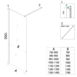 Parete Doccia Rea Flexi Brown / Brush Gold 90