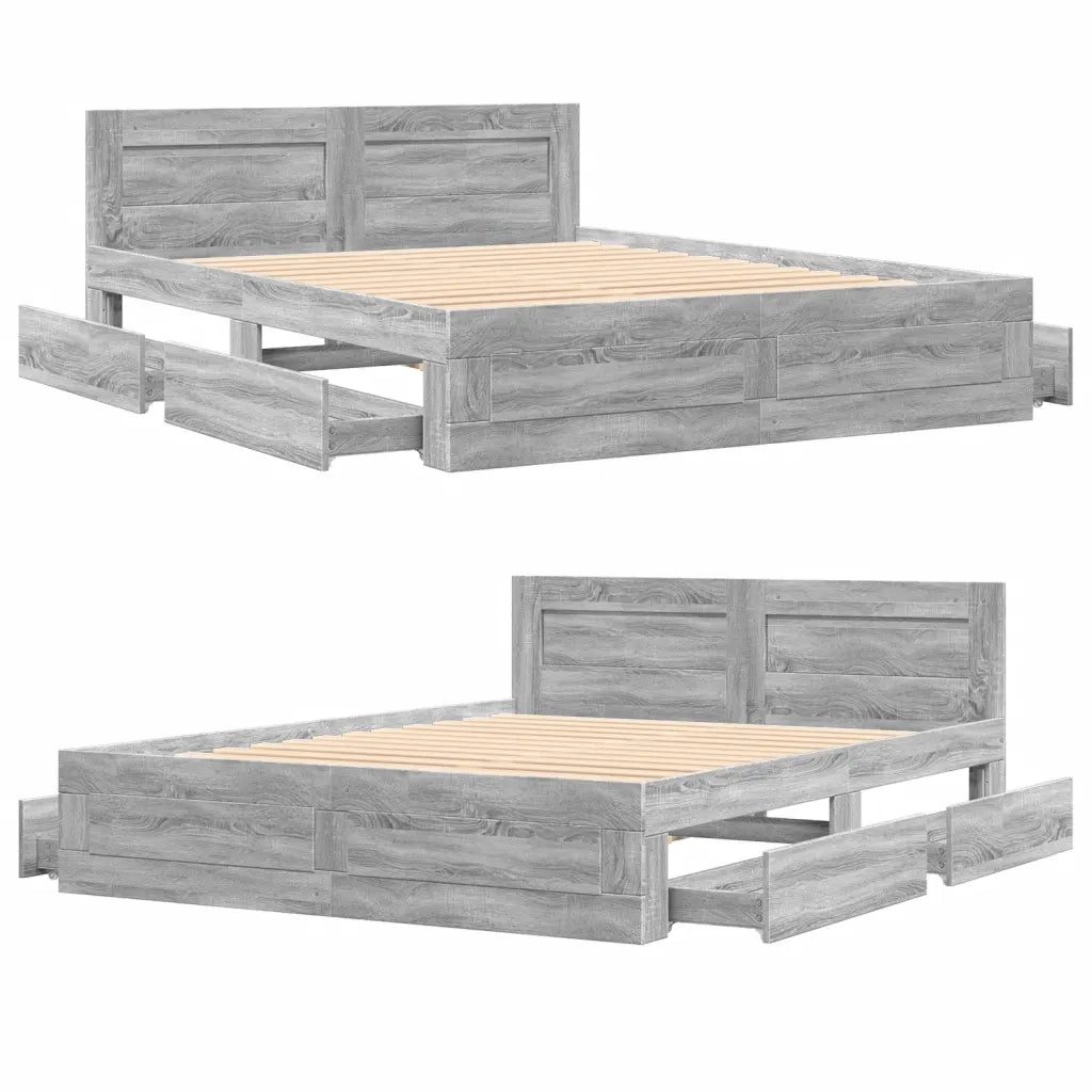 Giroletto Testiera Grigio Sonoma 160x200 cm Legno Multistrato 3295553