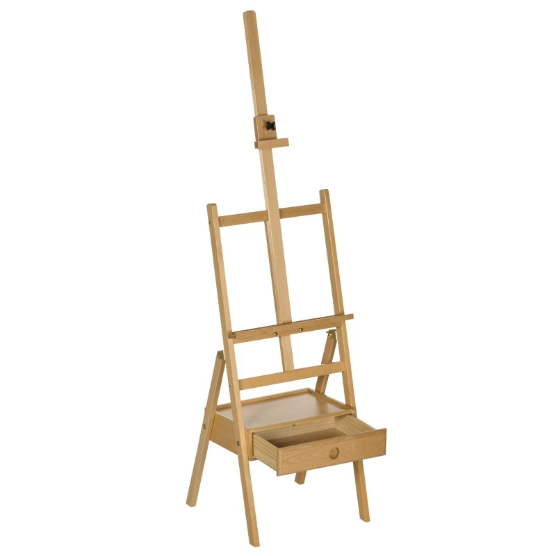 Cavalletto da pittura in legno regolabile con cassetto e struttura pieghevole