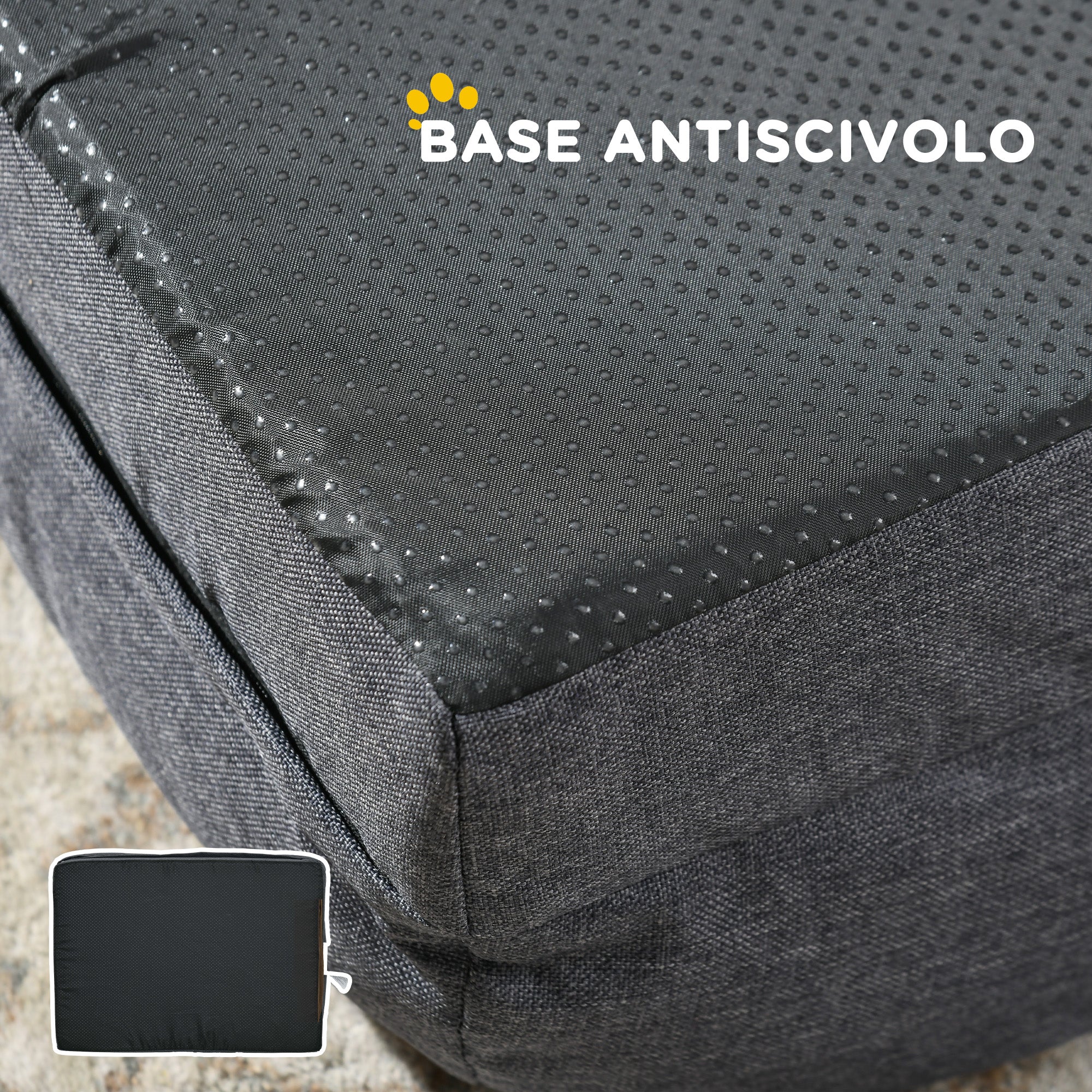 Cuccia Imbottita per Cani Taglia Media con Cuscino Rimovibile Lavabile 90x69x21cm Grigio Carbone