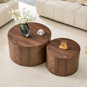 Set di tavolini da caffè impilabili con coperchio rimovibile in MDF colore noce