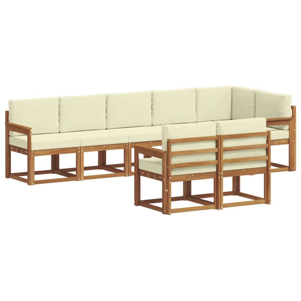 Set di divani da esterno con cuscino 8 pcs Naturale e Crema 3366558