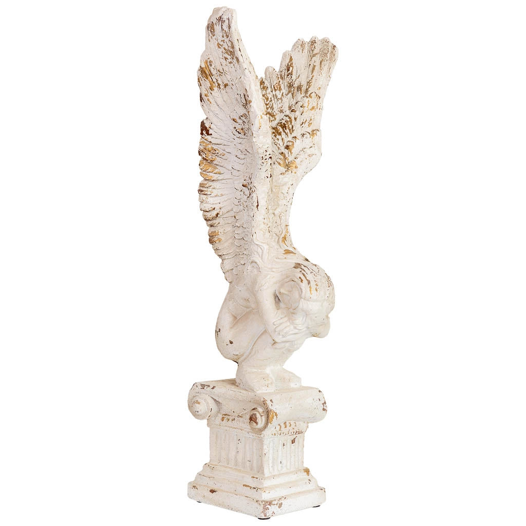 Figura decorativa angelo in magnesio bianco 32x30x95,5h cm