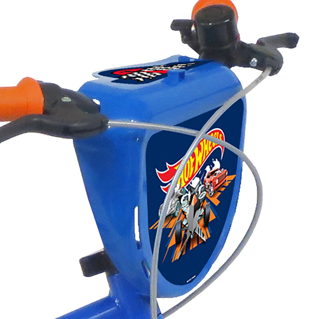 Bicicletta per Bambini 14" Hot Wheels Freni Caliper e Stabilizzatori in Acciaio Hi-Ten Blu e Rosso