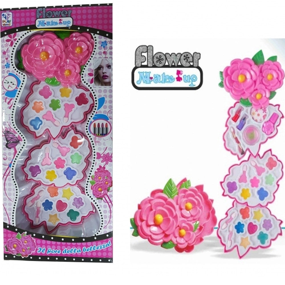 Trade Shop - Trucco Trousse Flower Cofanetto Make Up Rossetto Ombretto Beauty Gioco Bambine -