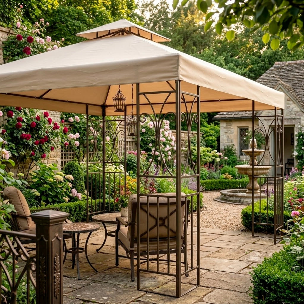 Copertura Di Ricambio Per Gazebo 3x3 Metri In Poliestere Con Air Vent Traspirante Protezione Da Sole E Agenti Atmosferici Per Giardino Patio E Terrazza 300 X 300 Cm Beige