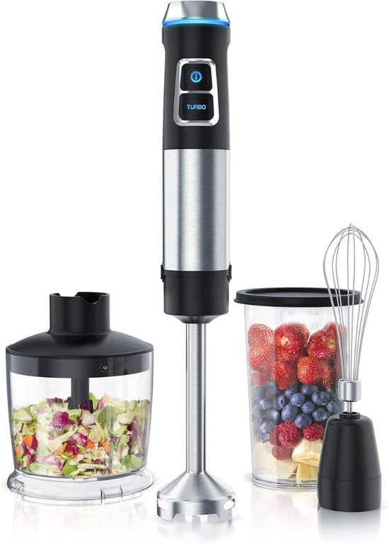 Set di Frullatore a Stantuffo - Manuale - Frullatore Set - Set di Purea - Moina a Mano - Macchina da Cucina - Acciaio Inox - 3 in 1 - Accessori Frullatore - Zuppe - Smoothies - Cibo per Bambini