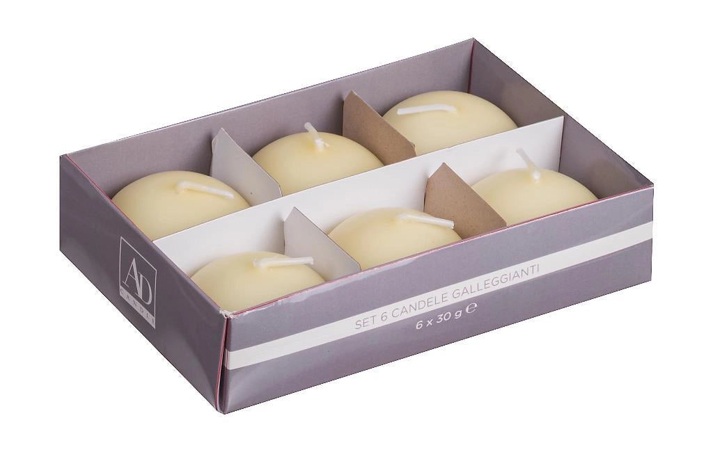 Set 6 Candele Galleggianti Vasca Piscina Color Avorio 4 x h. 3,5 cm