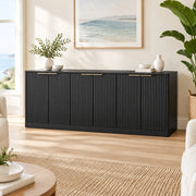 Credenza 170x40x70;5 cm a 6 ante in MDF con pannelli ondulati; nero