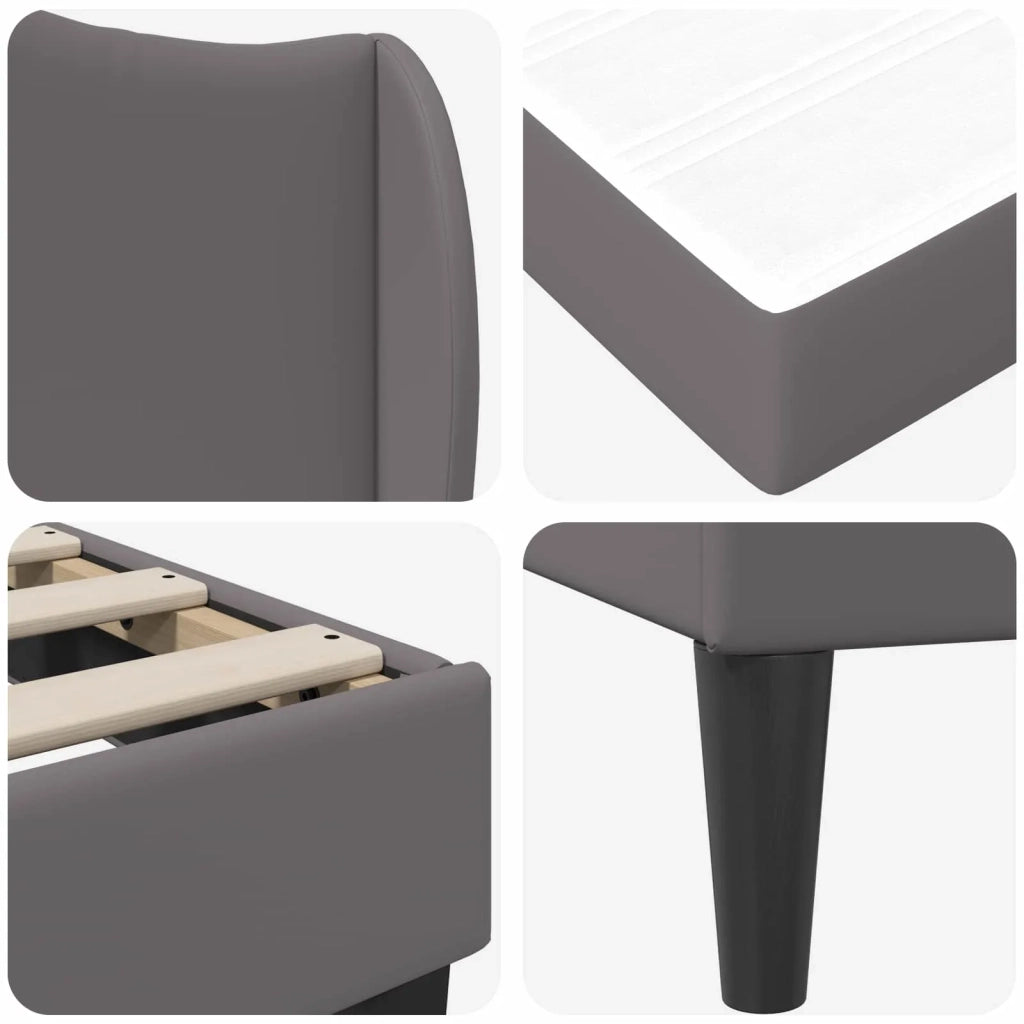Struttura del letto con testiera Grigio 90 x 190 cm Similpelle