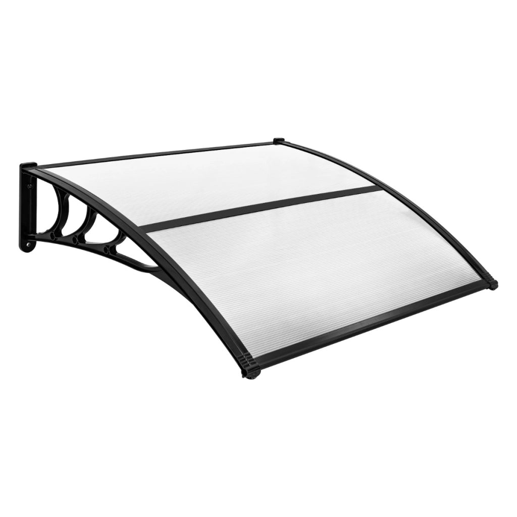 Tettoia per porta finestra da 122 x 99 cm in policarbonato a pannelli cavi, Tettoia da esterno per protezione da sole Grigio