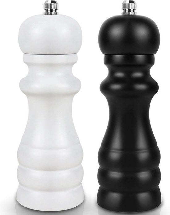 Molino da pepe e sale in legno versatile con 2 pietre da mola in ceramica, 65 cm