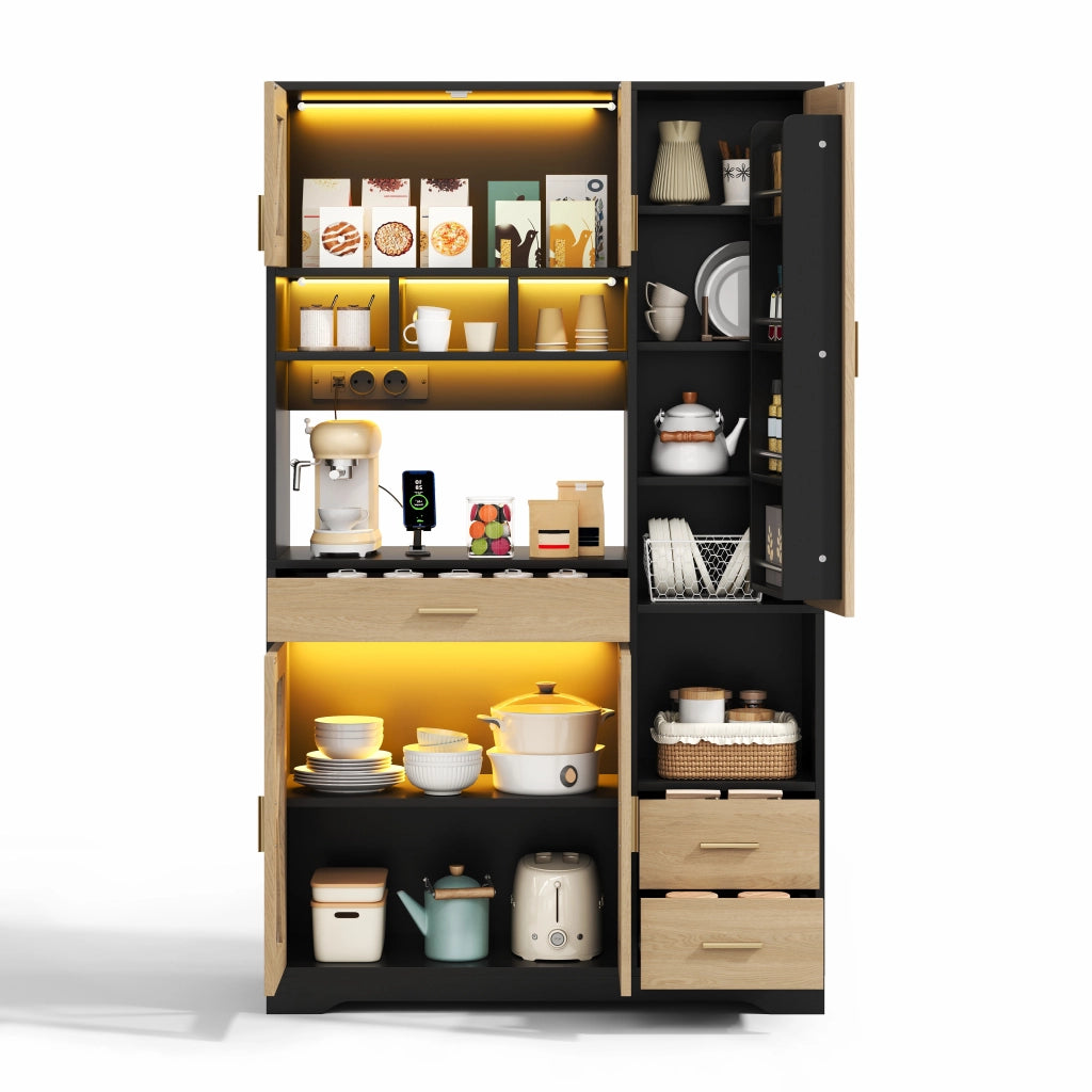 Libreria Vetrina con Cassetto e LED ¨C MINIMAL ¨C Legno, 185x105x40