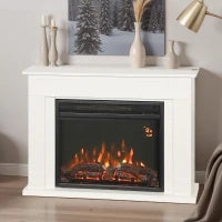 Camino Elettrico con Fiamma a 5 Luminosità, Telecomando e Timer, 98x23.5x69.5 cm, Bianco e Nero